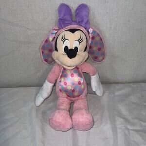 Just Play Minnie Mouse Pink Easter Bunny Costume Plush Stuffed Animal Disney 15"
